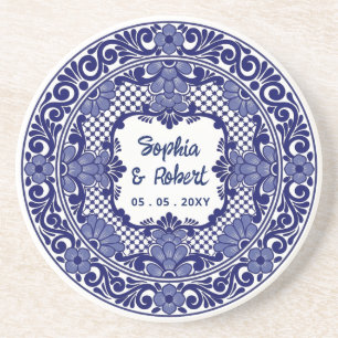 Mexican Blue Talavera Wedding Coaster