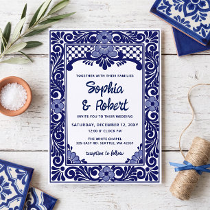 Mexican Blue Talavera Wedding Invitation