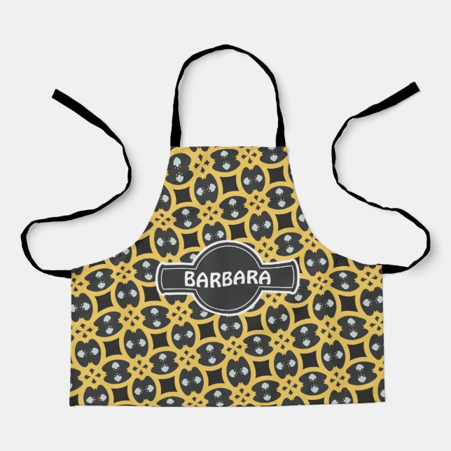 Mexican Blue Yellow Minimal Pattern Apron (Front)