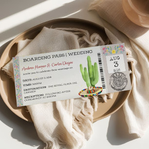 Mexican Boarding Pass Ticket Wedding Invitation