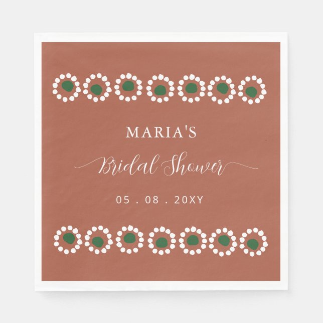 Mexican Boho Barro Bridal Shower Napkin (Front)