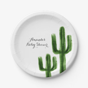 Mexican Boho Cactus Paper Party Plate