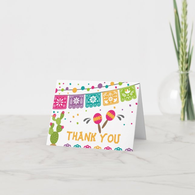 Mexican Boho Fiesta Baby Shower Thank You Card (Front)