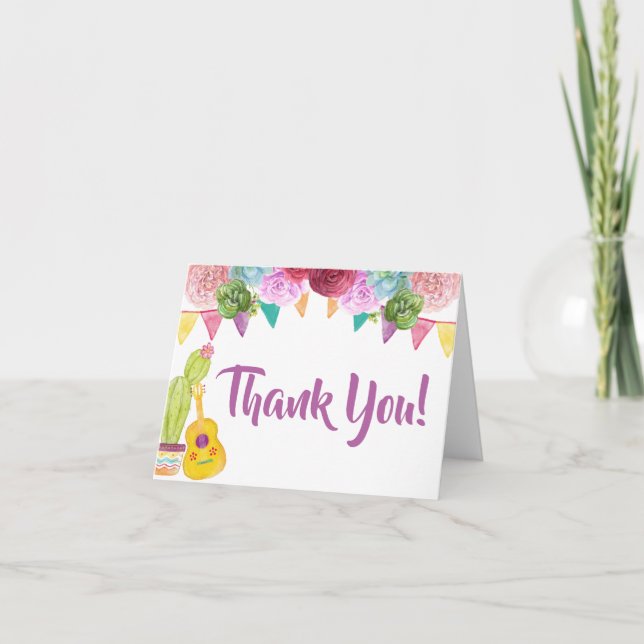 Mexican Boho Fiesta Baby Shower Thank You Card (Front)