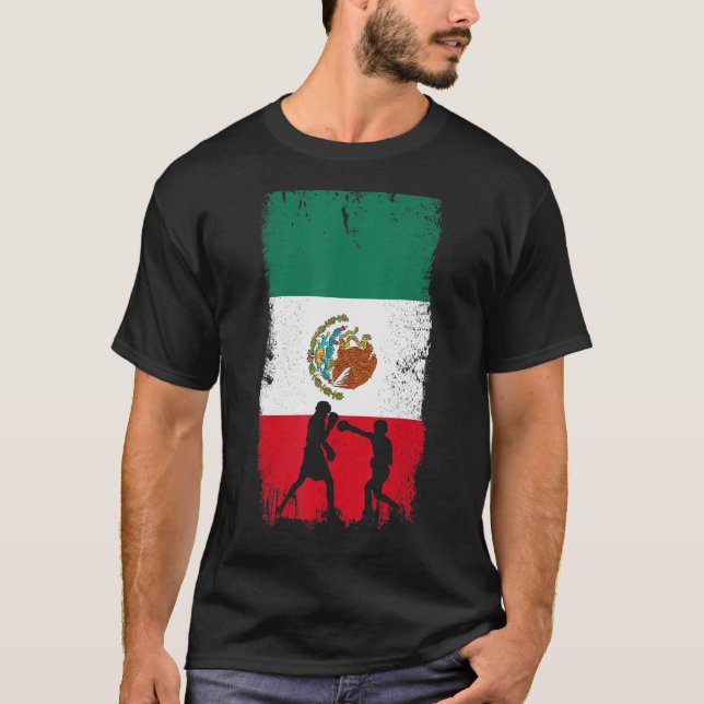 Mexican Boxing Design Mexico Flag   T-Shirt (Front)