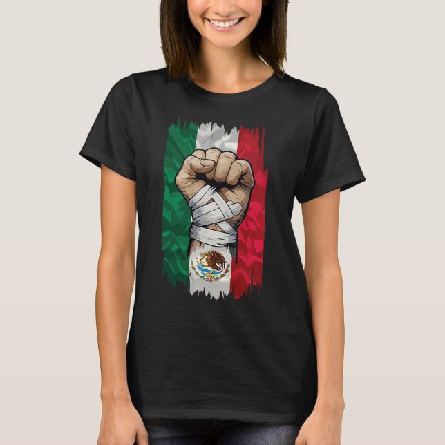 Mexican Boxing Fist Strength Heritage  T-Shirt (Front)