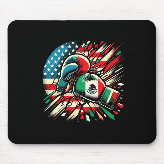 Mexican Boxing Gloves American Flag Fusion  Mouse Mat (Front)