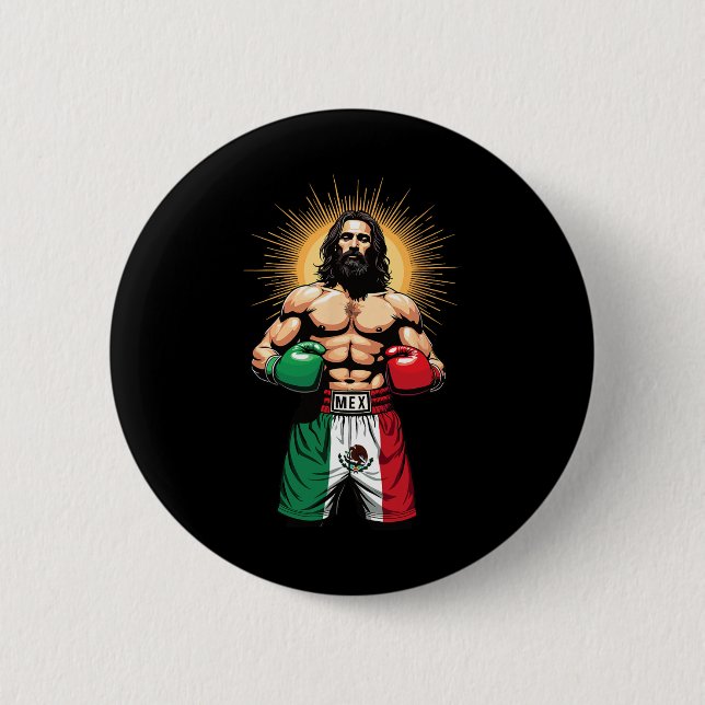 Mexican Boxing Jesus Christ Mex Boxing Shorts  6 Cm Round Badge (Front)