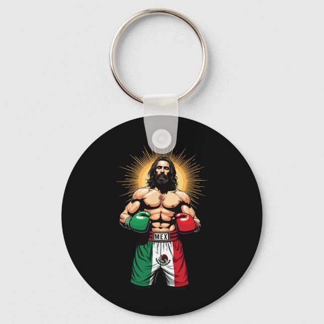 Mexican Boxing Jesus Christ Mex Boxing Shorts  Key Ring (Front)