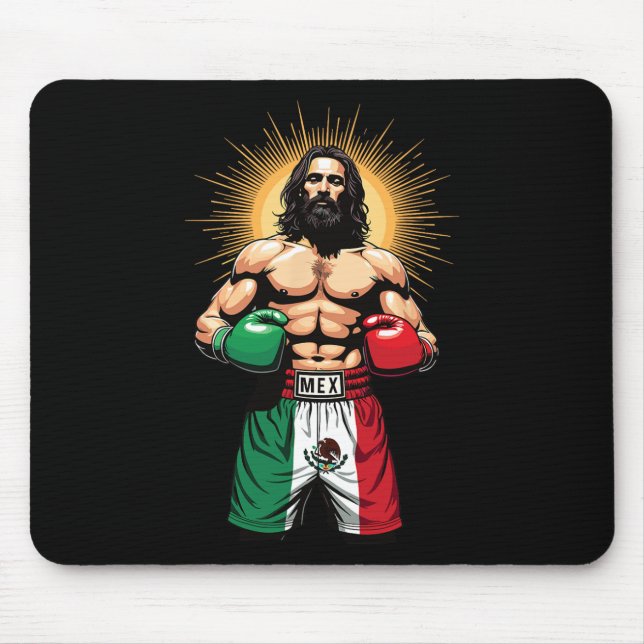 Mexican Boxing Jesus Christ Mex Boxing Shorts  Mouse Mat (Front)
