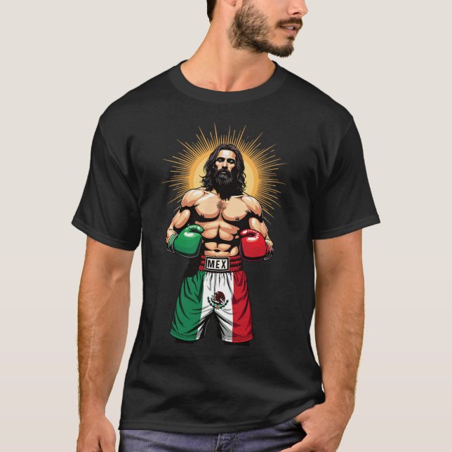 Mexican Boxing Jesus Christ Mex Boxing Shorts  T-Shirt (Front)