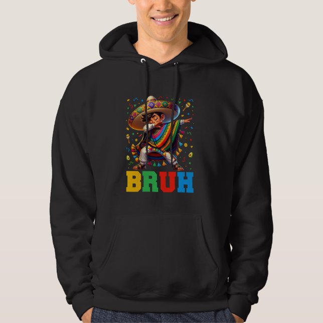 Mexican Boy Dabbing Bruh Poncho Cinco de Mayo Men  Hoodie (Front)