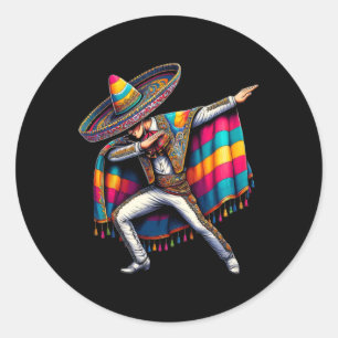 Mexican Boy Dabbing Cinco De Mayo Festive Outfit Classic Round Sticker