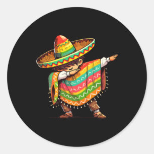 Mexican Boy Dabbing Funny Cinco De Mayo  Classic Round Sticker