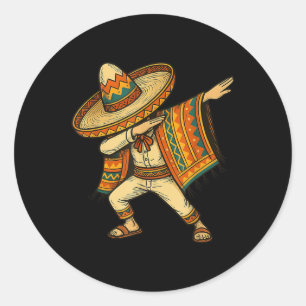 Mexican Boy Dabbing Man Poncho Cinco De Mayo Gifts Classic Round Sticker