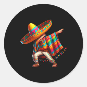 Mexican Boy Dabbing Poncho Cinco De Mayo _1 Classic Round Sticker