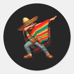Mexican Boy Dabbing Poncho Cinco De Mayo 4 Classic Round Sticker