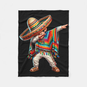 Mexican Boy Dabbing Poncho Cinco De Mayo Fleece Blanket