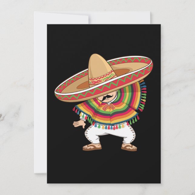 Mexican Boy Dabbing Poncho Cinco de Mayo Invitation (Front)