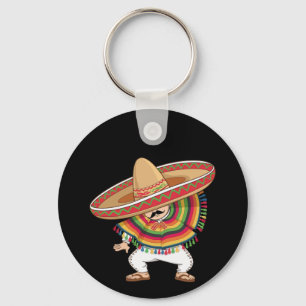 Mexican Boy Dabbing Poncho Cinco de Mayo Key Ring