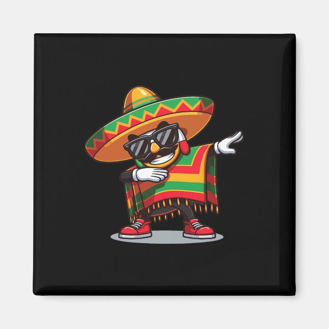 Mexican Boy Dabbing Poncho Cinco De Mayo  Magnet (Front)