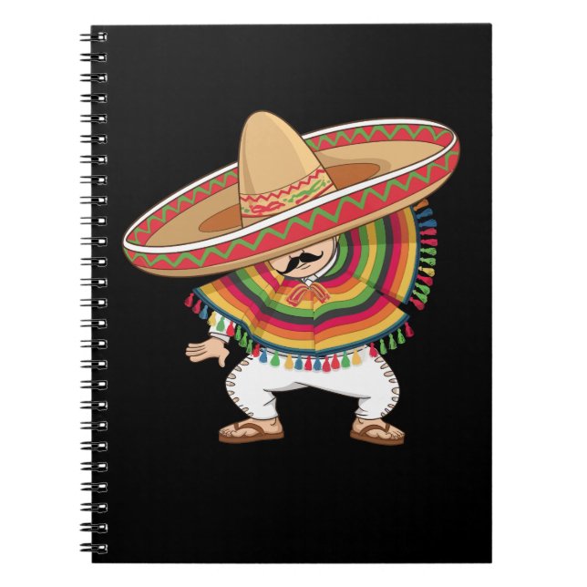 Mexican Boy Dabbing Poncho Cinco de Mayo Notebook (Front)