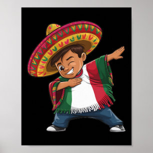 Mexican Boy Dabbing Poncho Fiesta Cinco De Mayo Poster