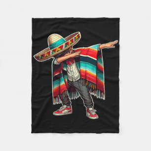 Mexican Boy Dabbing Poncho Funny Cinco De Mayo Par Fleece Blanket