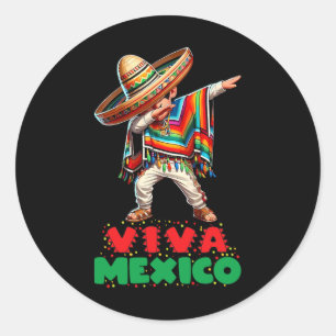Mexican Boy Dabbing Poncho Independence Day Cinco Classic Round Sticker