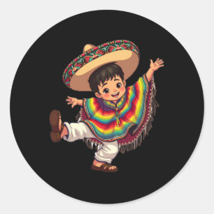 Mexican Boy Poncho Cinco De Mayo Outfit Mexican Bo Classic Round Sticker