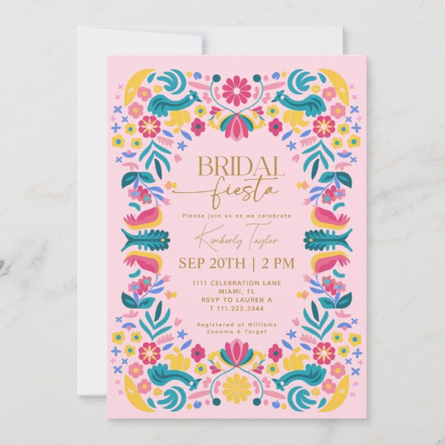 Mexican Bridal Fiesta Pink Bridal Shower Invitation (Front)