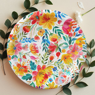 Mexican Bright Floral Fiesta Paper Plate