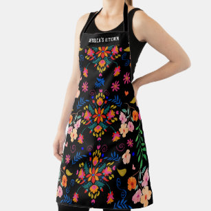 Mexican Bright Floral Folk Art Personalised Apron