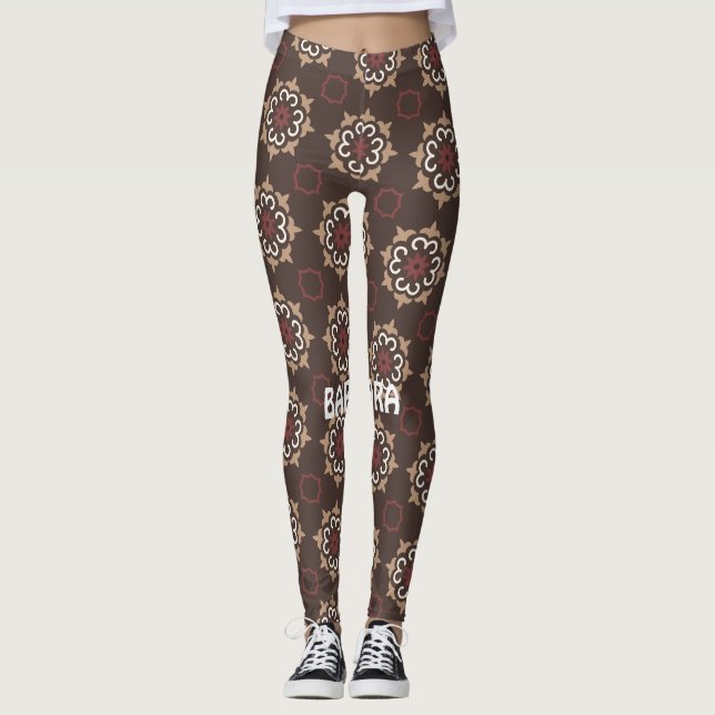 Mexican Brown Pink Minimal Pattern Leggings (Front)