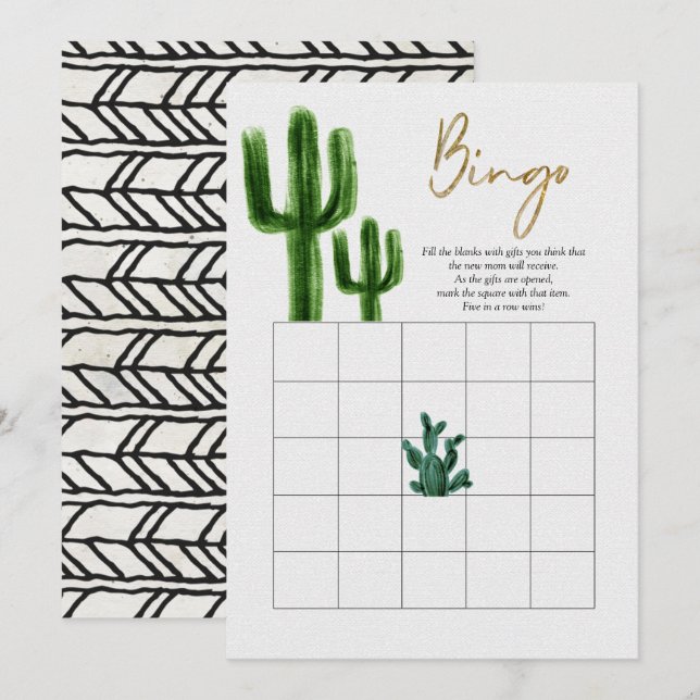 Mexican Cactus Bingo Game Card (Front/Back)