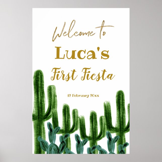 Mexican Cactus Birthday welcome sign (Front)