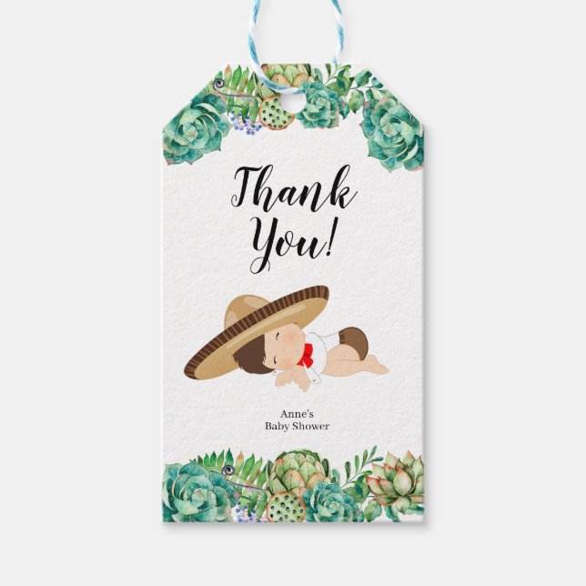 Mexican Cactus Boy Baby Muchacho Favour Tag (Front)
