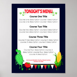 Mexican cactus corn dinner party catering menu poster