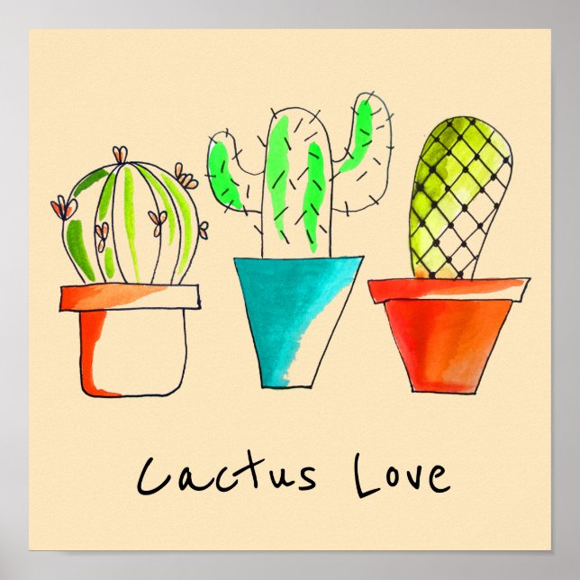 Mexican cactus cute illustration art poster (Front)