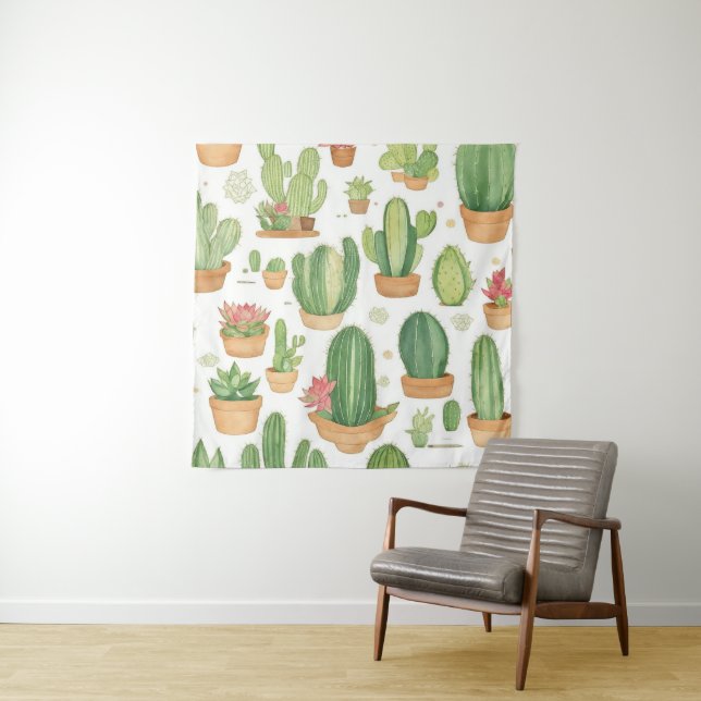 Mexican Cactus Oasis Wallpaper Tapestry (In Situ)