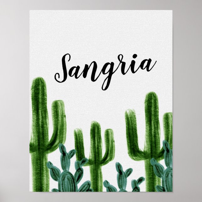 Mexican Cactus Party Sangria Signage Poster (Front)