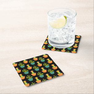 Mexican Cactus Plant Cinco de Mayo Fiesta Gardener Square Paper Coaster