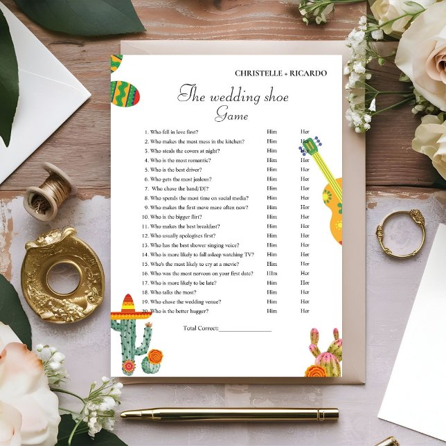 Mexican Cactus Wedding shoe game party game Card (Creator Uploaded)