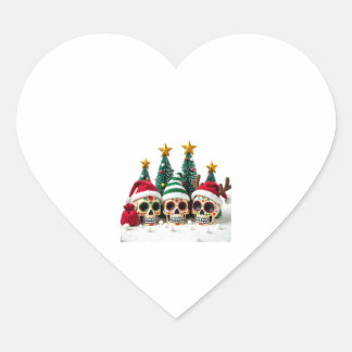 Mexican Calavera Santa Flower Sugar Skull Christma Heart Sticker