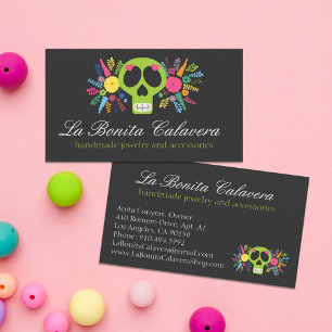Mexican Calavera Sugar Skull Floral Edgy Boutique Business Card
