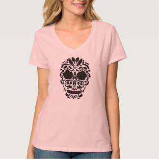 Mexican Calavera Woman T-Shirt with Roses