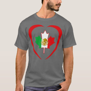 Mexican Canadian Multinational Patriot Flag Heart T-Shirt