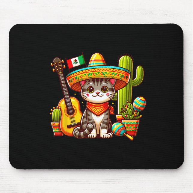 Mexican Cat Cinco De Mayo Kitten Let's Fiesta Viva Mouse Mat (Front)