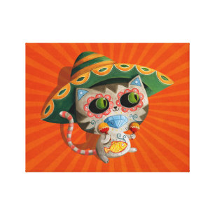 Mexican Cat with Sombrero Canvas Print