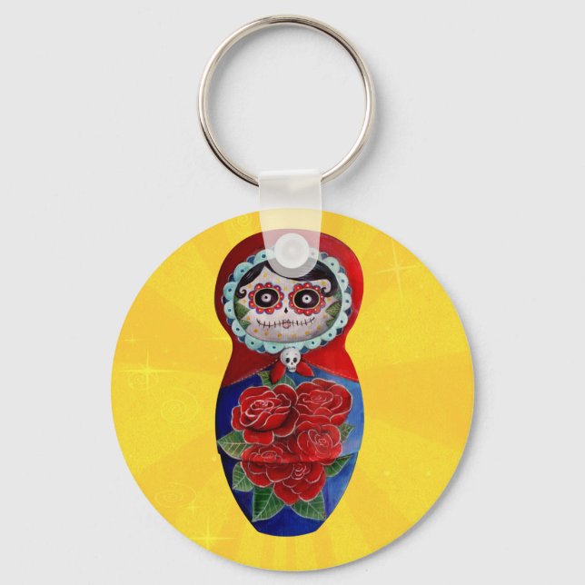 Mexican Catrina Matryoshka Key Ring (Front)